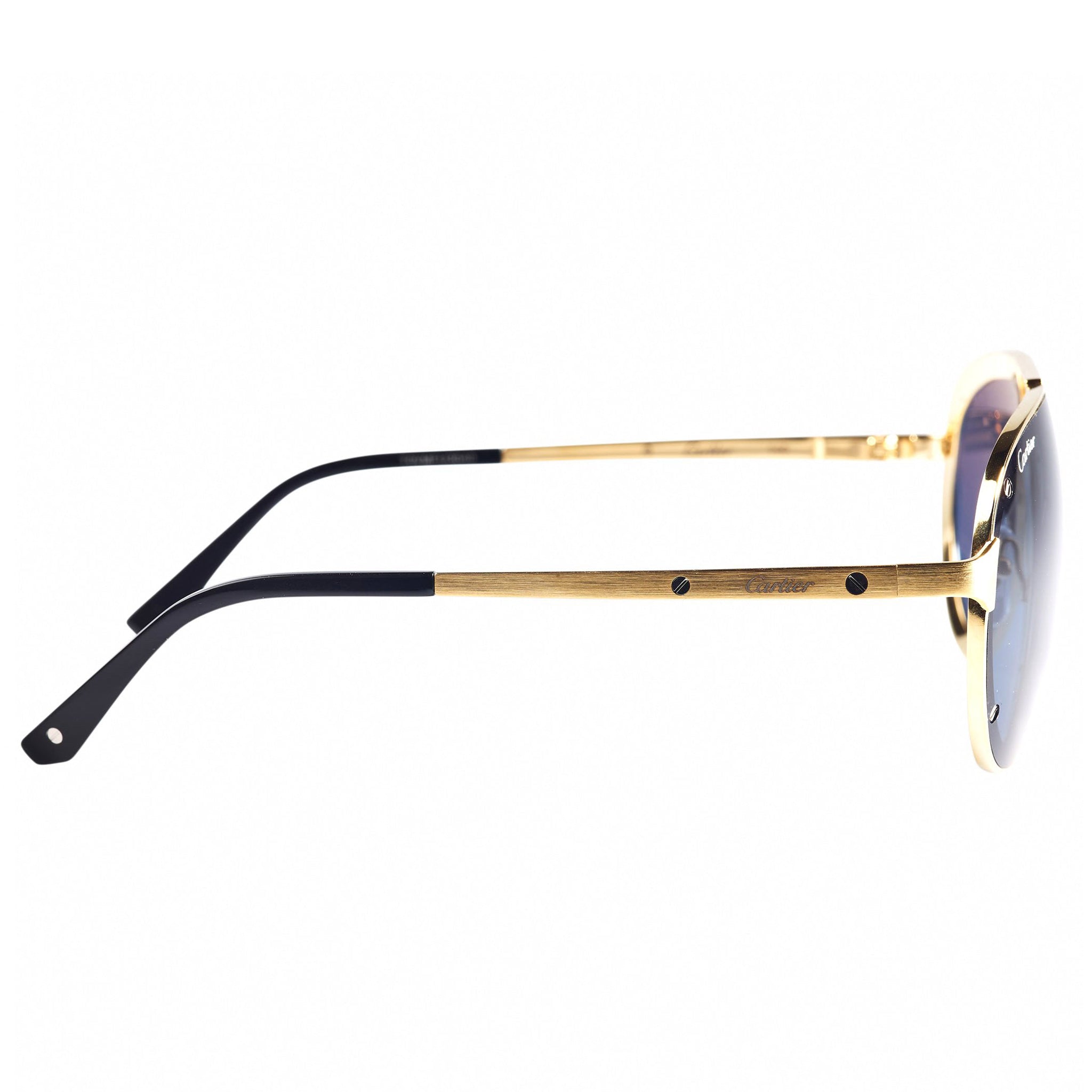 Image of Cartier Eyewear CT0195S Santos De Cartier Black Gold Sunglasses